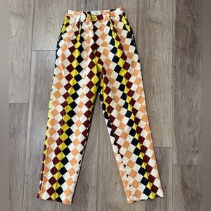 RVCA Greenpacha Peru Loose Fit Pants – Geometric Print, Linen Blend, Size 25